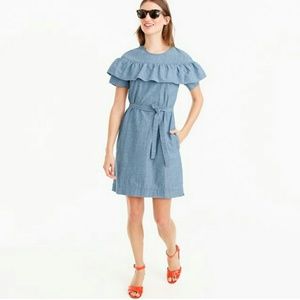 J. Crew Chambray Ruffle Dress
