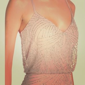 Beaded champagne cocktail dress