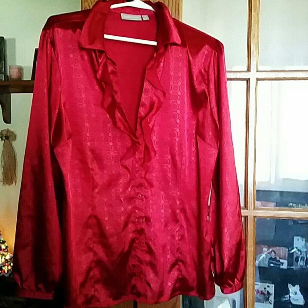 Gorgeous Red Half Way Button Blouse