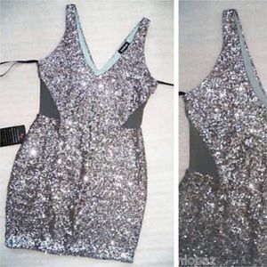 Bebe silver sequined dress