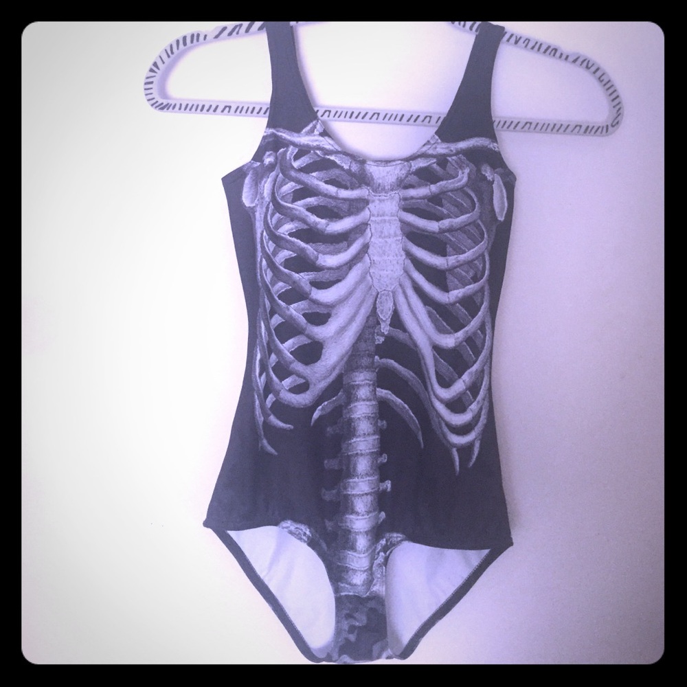 Black Milk Skeleton one-piece bathing suit XS