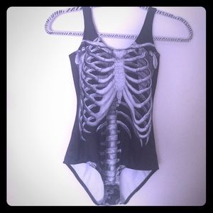 Black Milk Skeleton one-piece bathing suit XS
