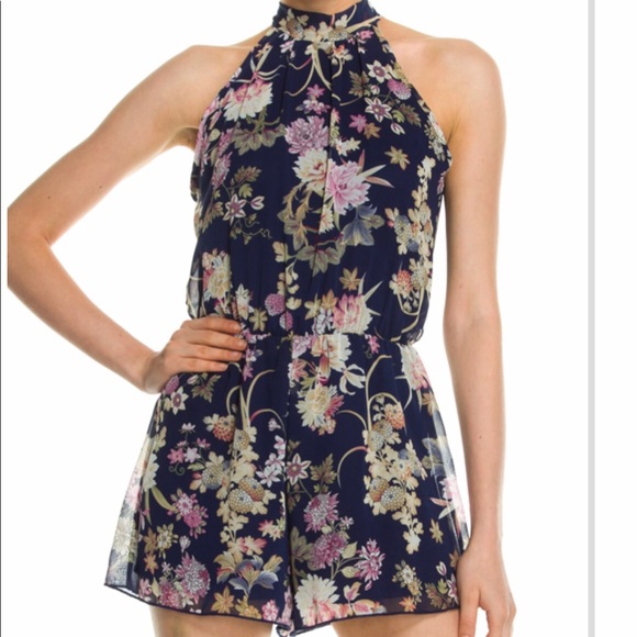 Other - Floral Romper with Tie-back neck.
