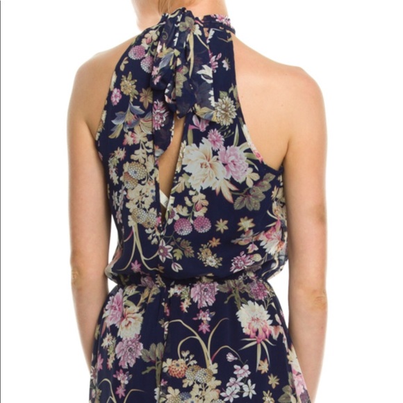 Floral Romper with Tie-back neck. - Picture 2 of 2