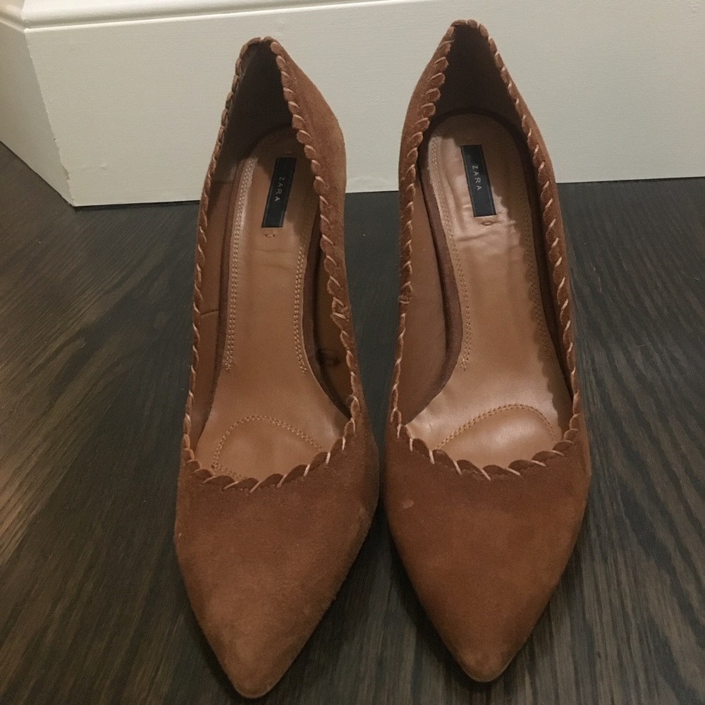 Brown suede heels