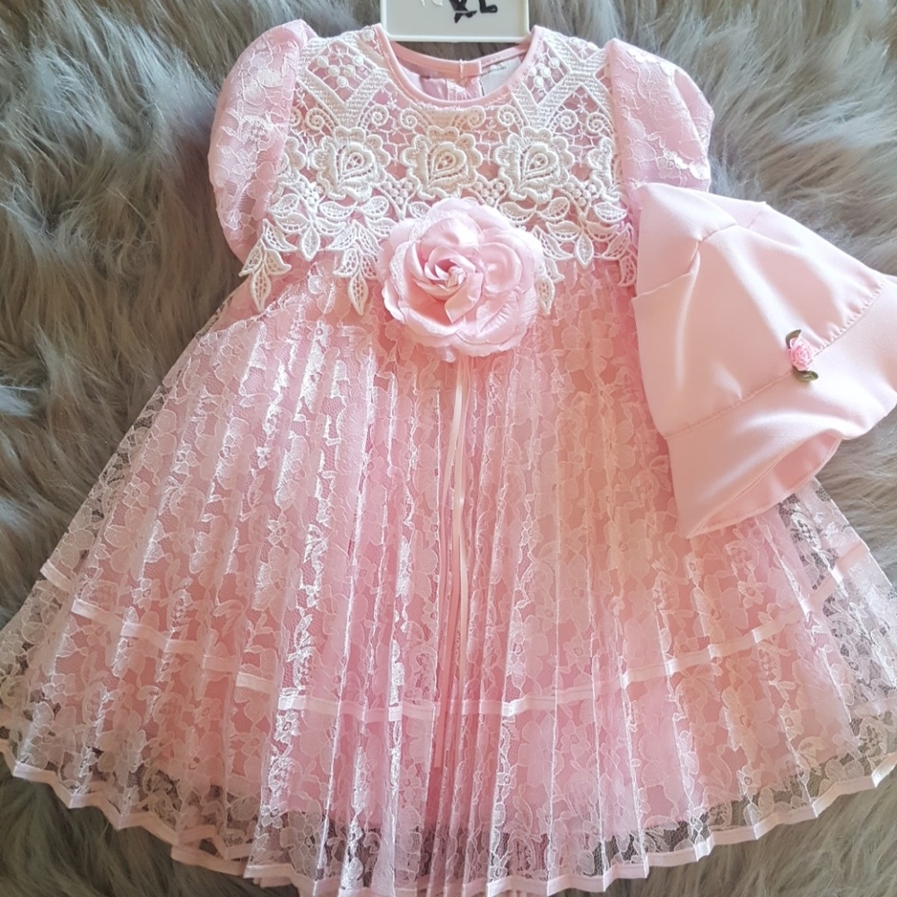 Beautiful pink lace and crochet dress
