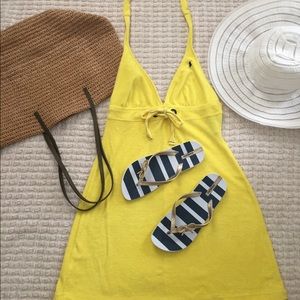 Flip flops white with navy stripes, gold details