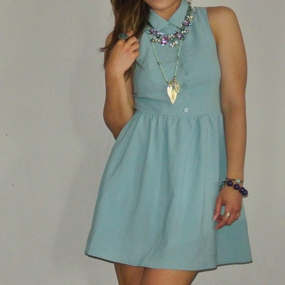 Light Turquoise Collar Dress Size Small
