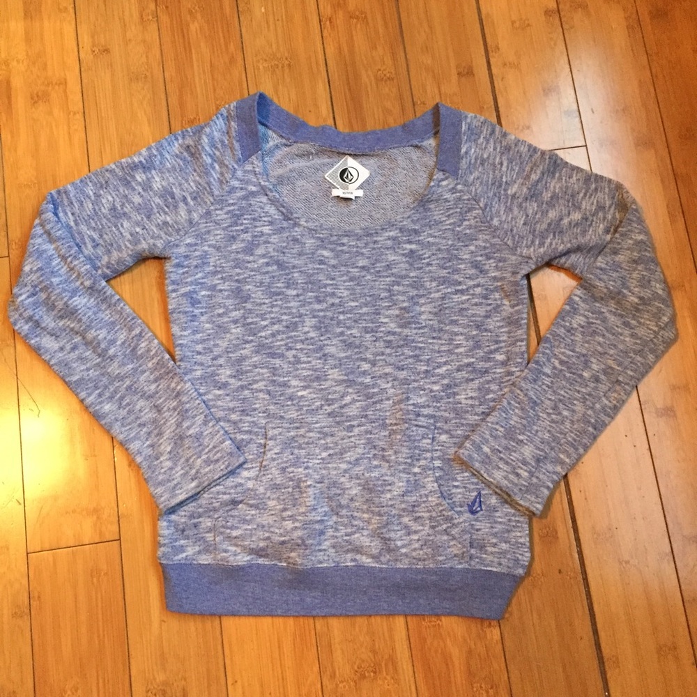 Volcom Heathered Blue Scoop Neck Sweatshirt - XS