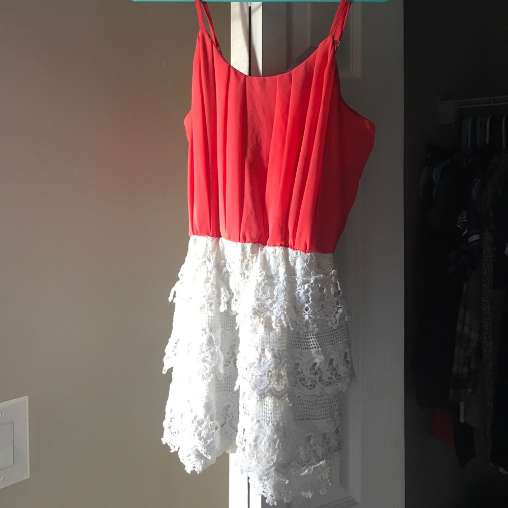 Peach and white mini dress!