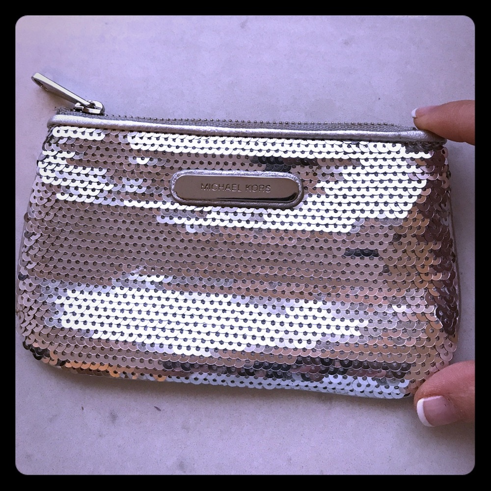 Michael Kors silver sequin clutch