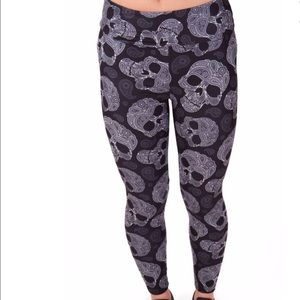 Black White Paisley Sugar Skulls TWEEN LEGGINGS