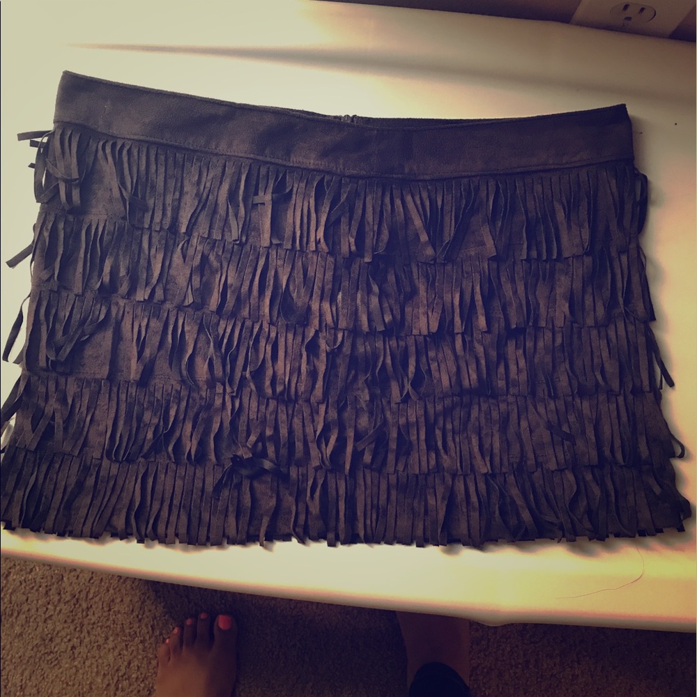 Brown fringe skirt size