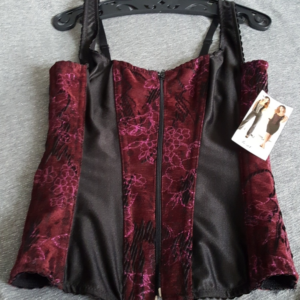 Zip Front Corset Top with Stretch