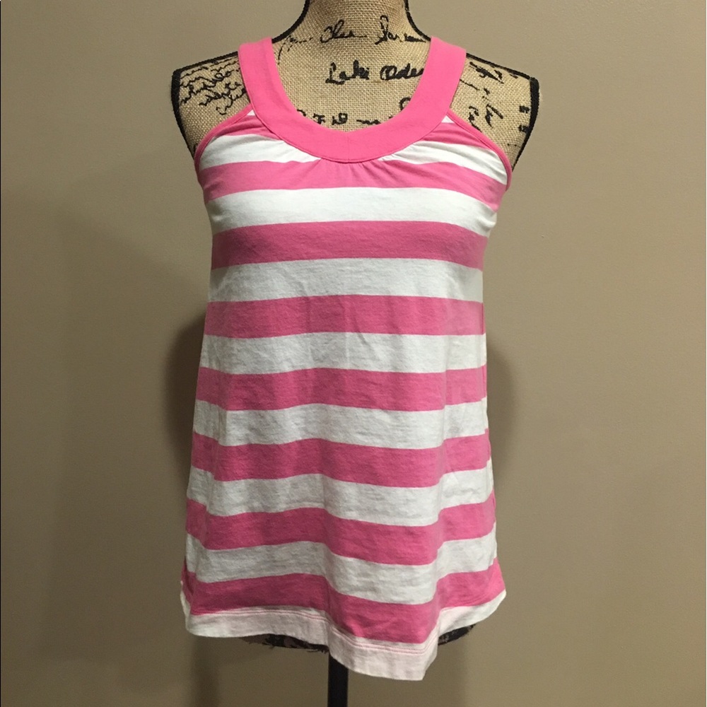Pink and white striped tank