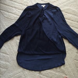 UO silence + noise navy surplice tie neck top