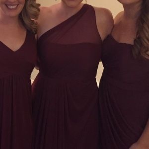 David's Bridal One Shoulder Long Mesh Dress