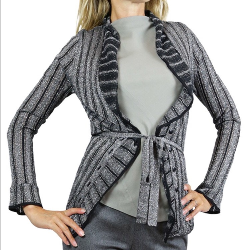 Magascioni silver gray sparkling cardigan sweater