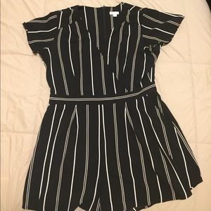 Black and white striped romper