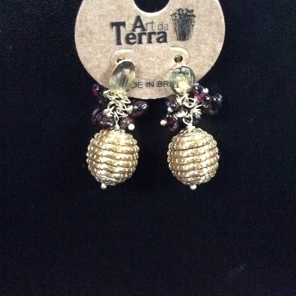 Art da Terra | Golden Grass Beaded Earrings