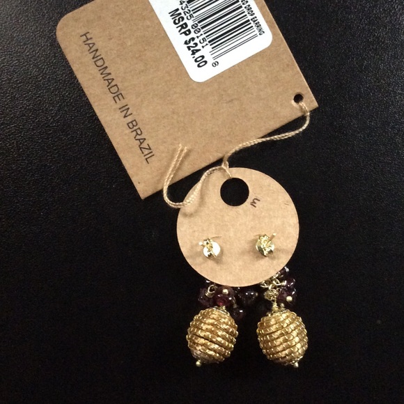 Art da Terra | Golden Grass Beaded Earrings - Picture 2 of 2