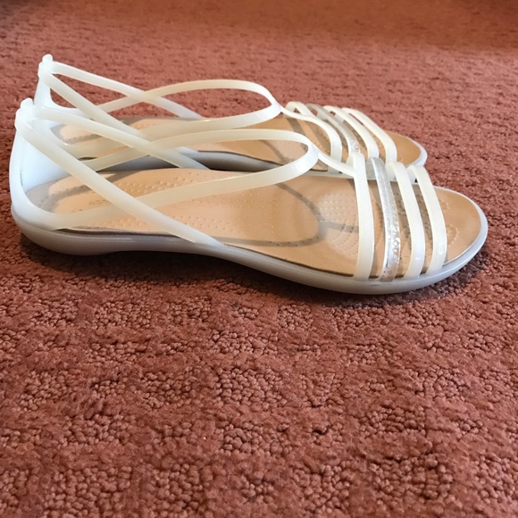 CROCS Shoes Crocs Clear Cream Strappy Sandals 6 Poshmark CROCS Shoes Crocs Clear Cream Strappy Sandals 6 Poshmark