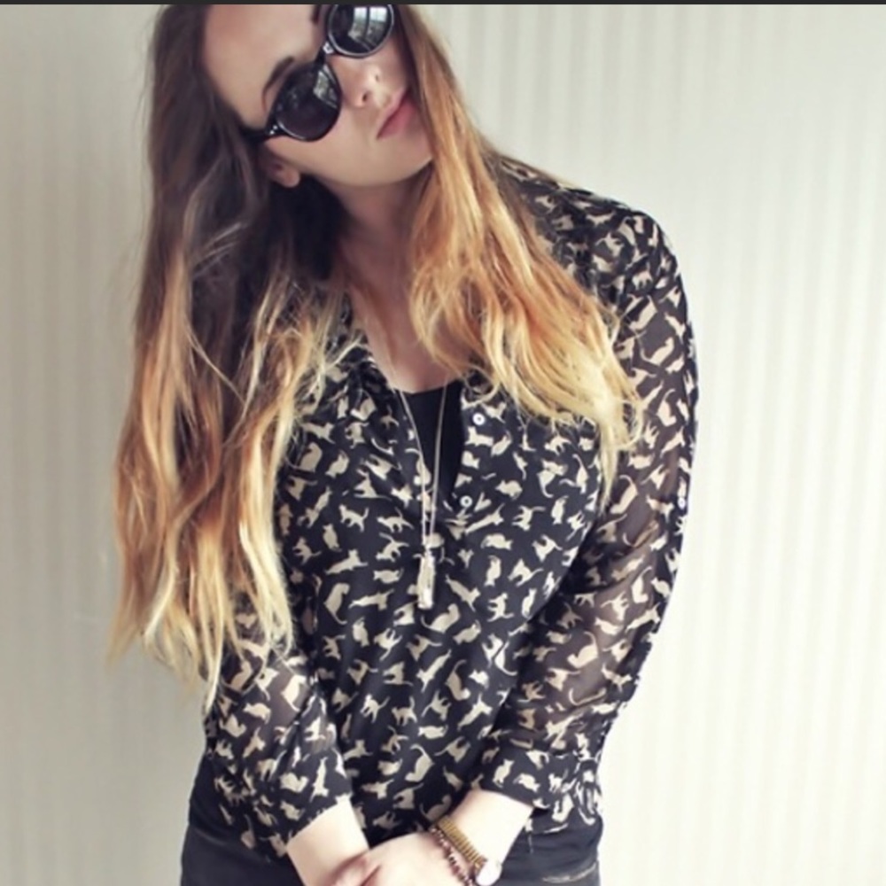 H&M Cat Print Blouse