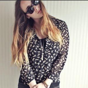H&M Cat Print Blouse