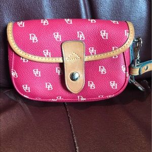 Leather D&B Fuchsia Wristlet