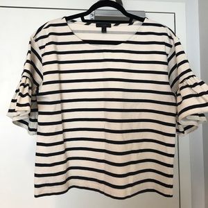 J. Crew trendy navy/white stripe top size M