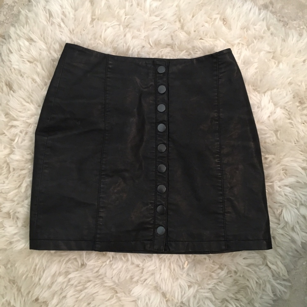 Free people black leather skirt