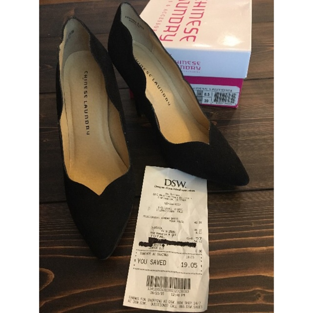 Chinese Laundry Z Star Suede Heels Black sz 8.5