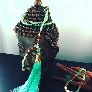 Glass bead mala necklace & bracelet made in Bali