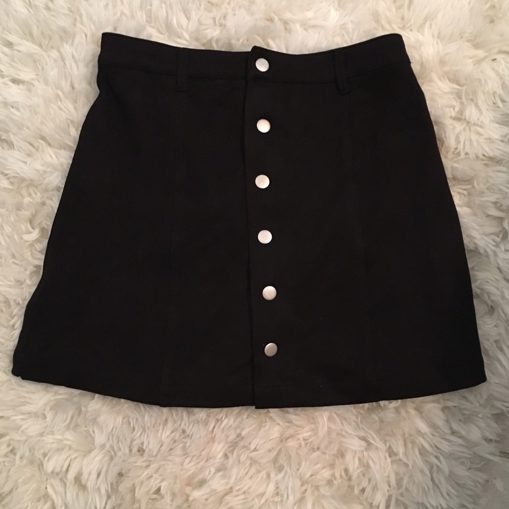 Suede button down black skirt