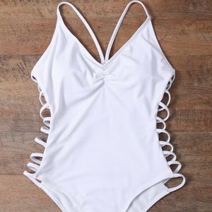 Cut One-Piece Swimwear - White