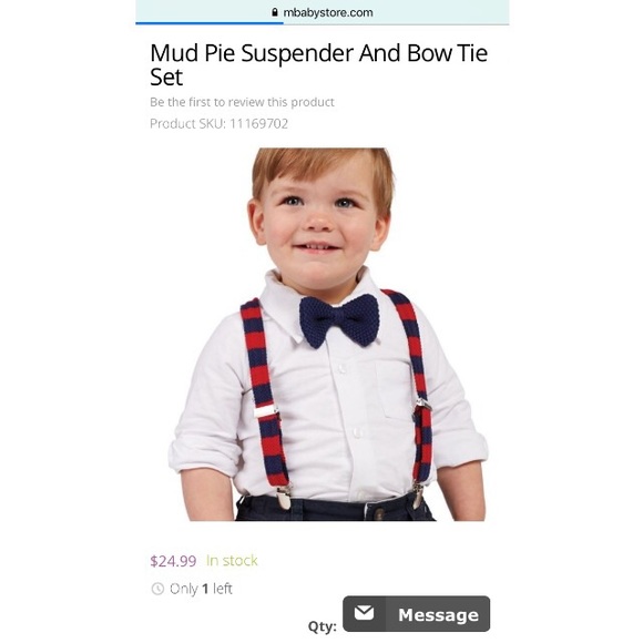Mudpie BABY Suspender & Bow Tie Set - Picture 3 of 3