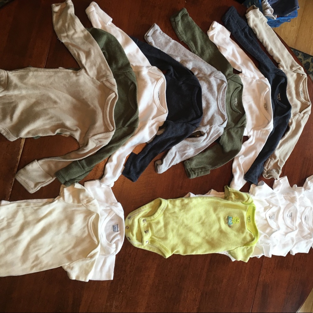 Lot of 16 newborn baby boy onesies!