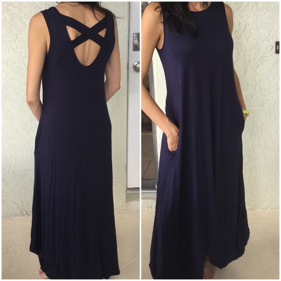 📣Liquidation 📣 LARGE ONLY! Navy Maxi Dress - Picture 2 of 3
