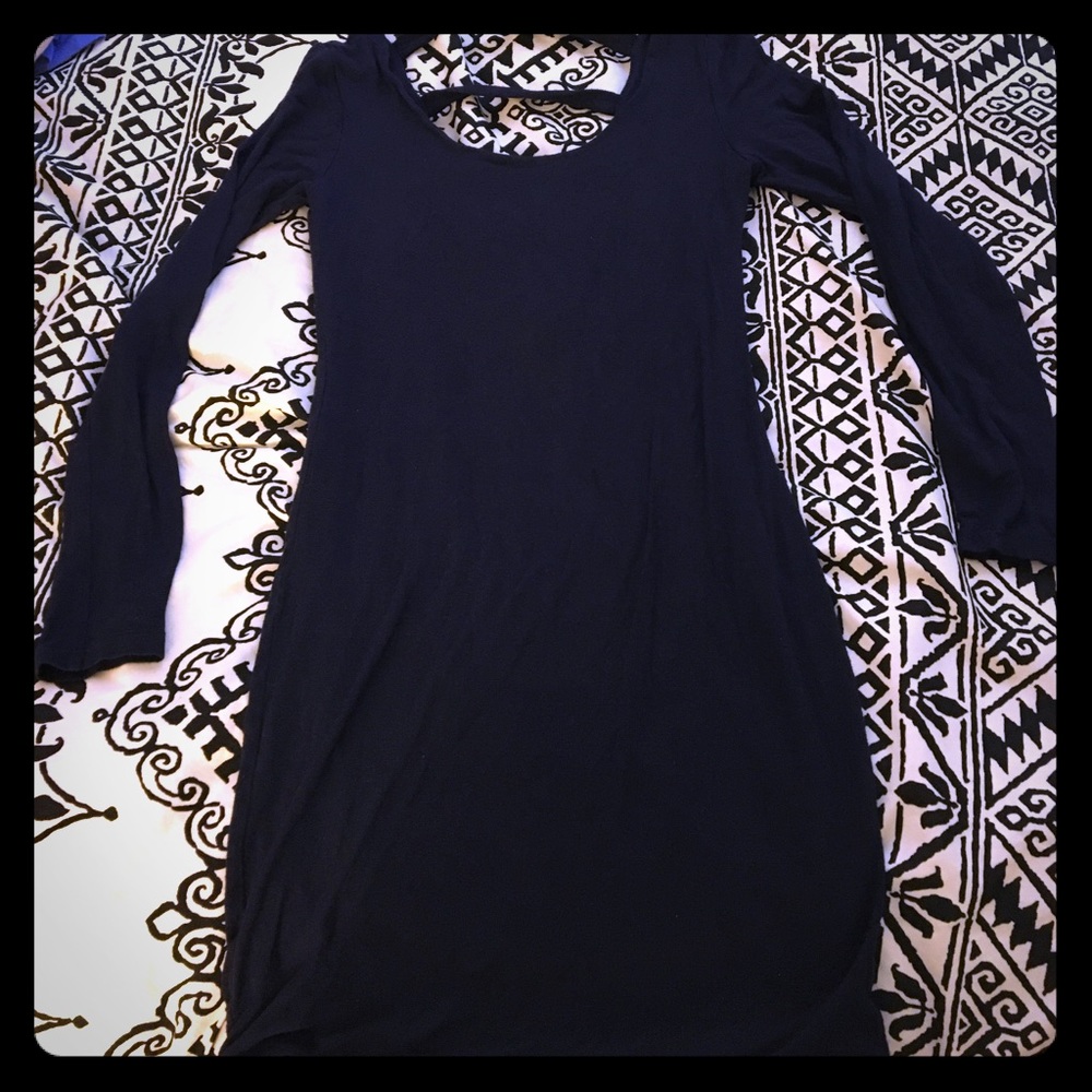 Blue Body Con Long Sleeve Dress