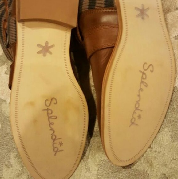 Splendid tan leather and knit buckle brown botties - Picture 4 of 4