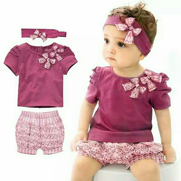 ๐3pc Toddler Girls Short Set, 24m - Picture 2 of 3