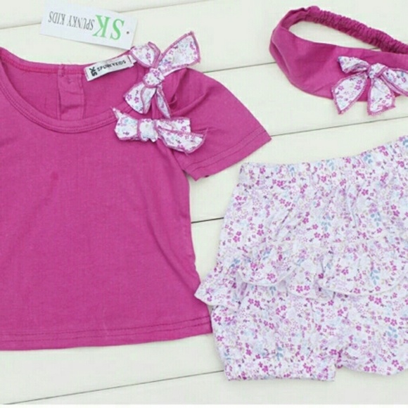 ๐3pc Toddler Girls Short Set, 24m - Picture 3 of 3