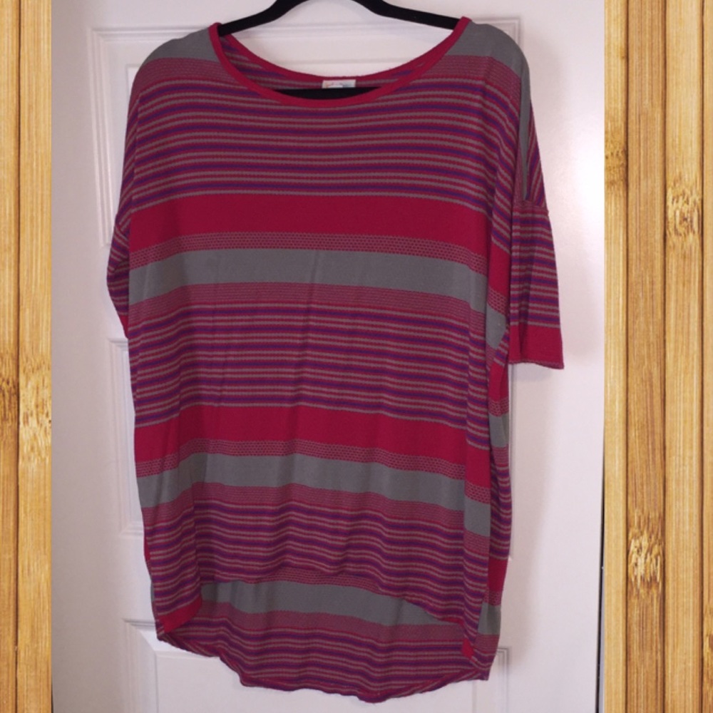 Lularoe XS extra small Irma waffle red grey cute!