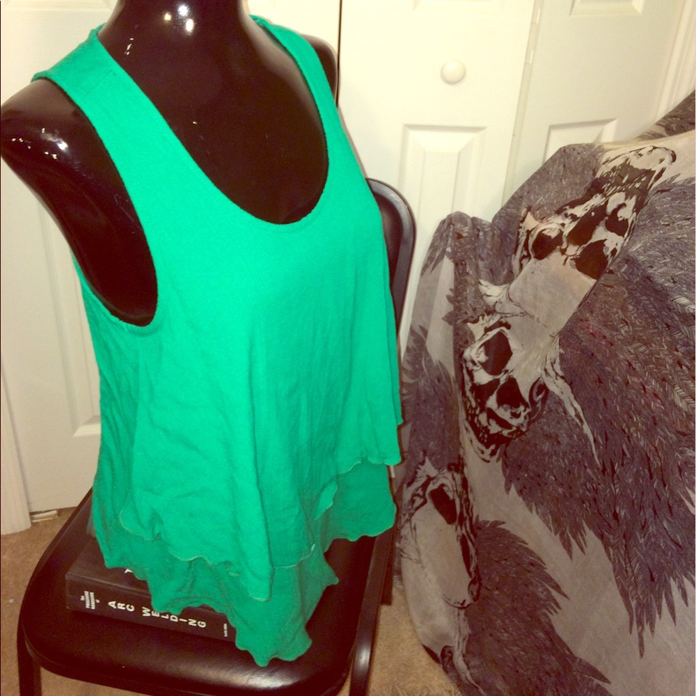 A. Byer Green Layered Tank Blouse