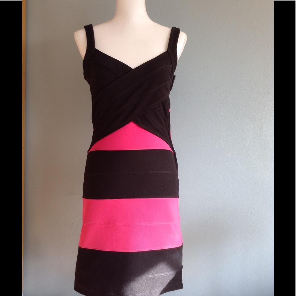Sexy Pink and Black Dress. Form fitting. Size 6