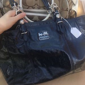 Navy Leather Coach Bag