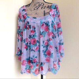 🎉HP🎉 SHEER FLORAL BLOUSE