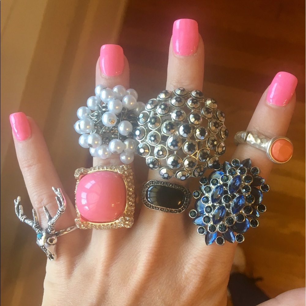 Assortment of costume jewelry rings