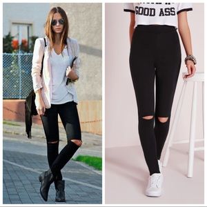 JUST IN❤ Cutout knee black leggings