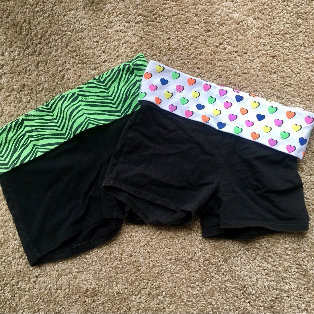 2 PAIRS of VS Pink yoga shorts